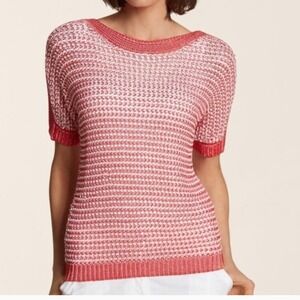 Chico's Knit Pullover Sweater‎ Texture Ronie Watermelon Fizz Short Sleeve Sz 2/L